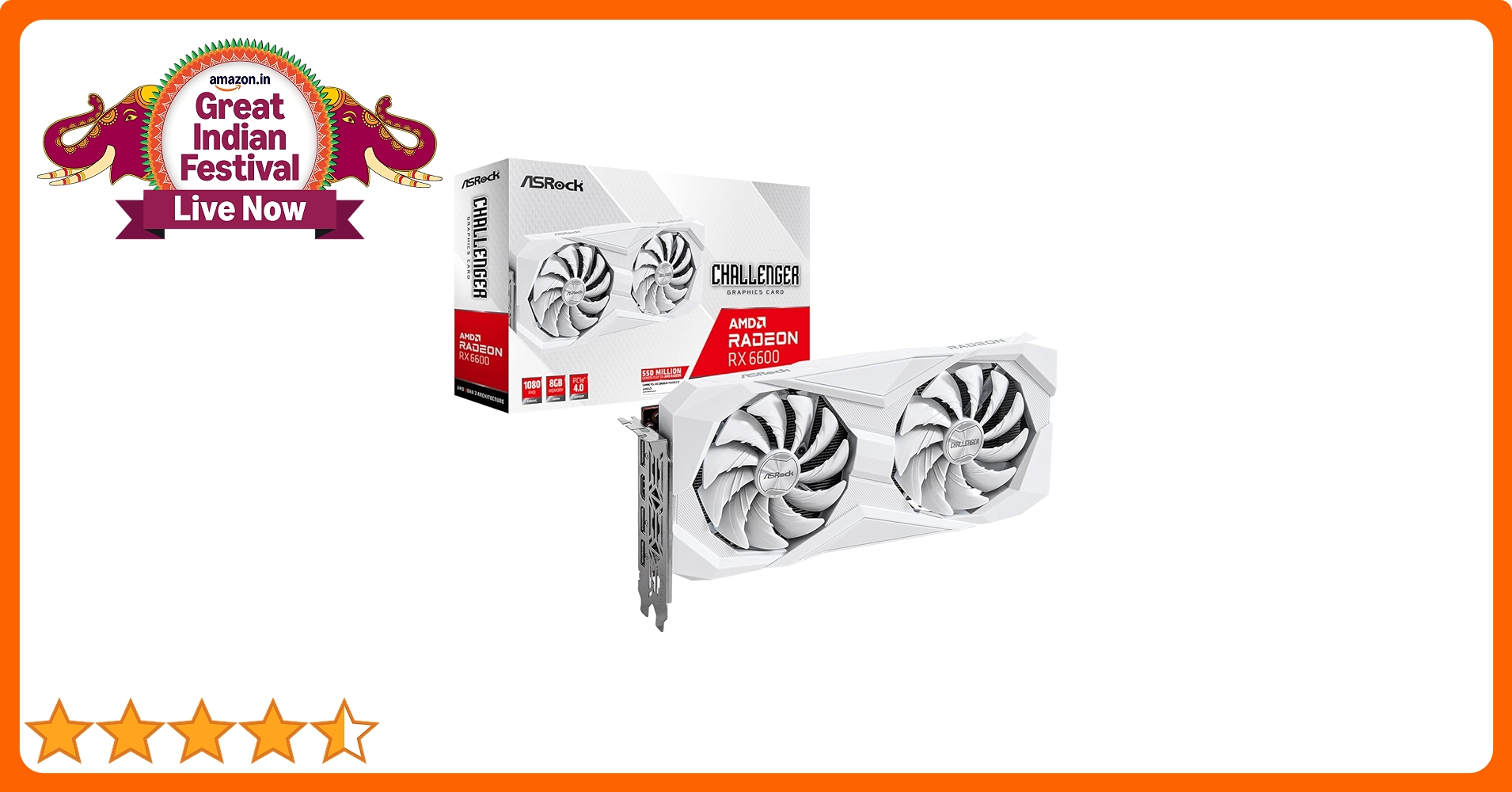 ASRock Radeon RX 6600 8GB ホワイト ASRock > AMD Radeon™ RX 6600 Challenger White 8GB